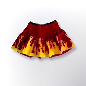 Hand painted Flames w/Glitter, Red Pleated Mini skirt 🔥